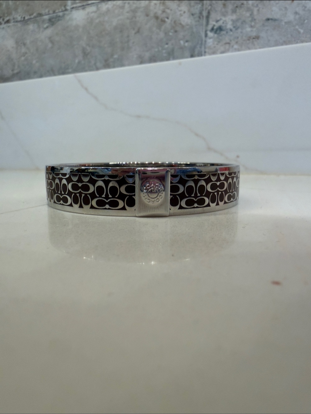 Authentic - COACH Brown Signature Cuff Bangle Bracelet